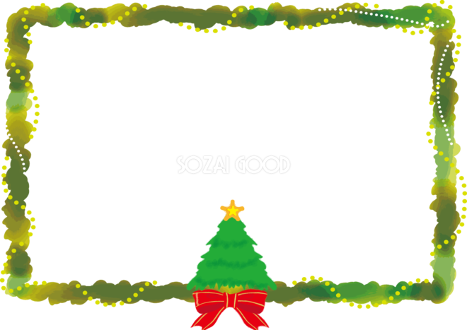 クリスマスツリーイラストおしゃれフレーム無料イラスト57714 素材good