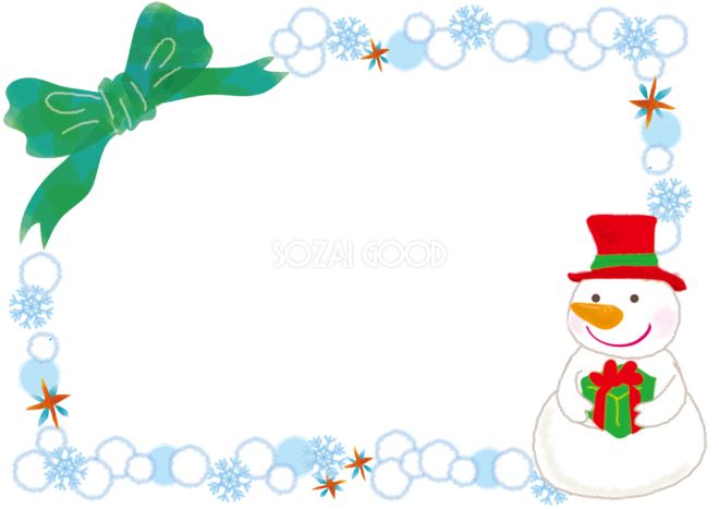 クリスマスの雪だるまイラストおしゃれフレーム無料イラスト 素材good