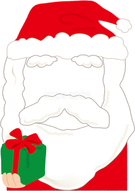 サンタクロースの顔 クリスマスイラストおしゃれフレーム無料イラスト