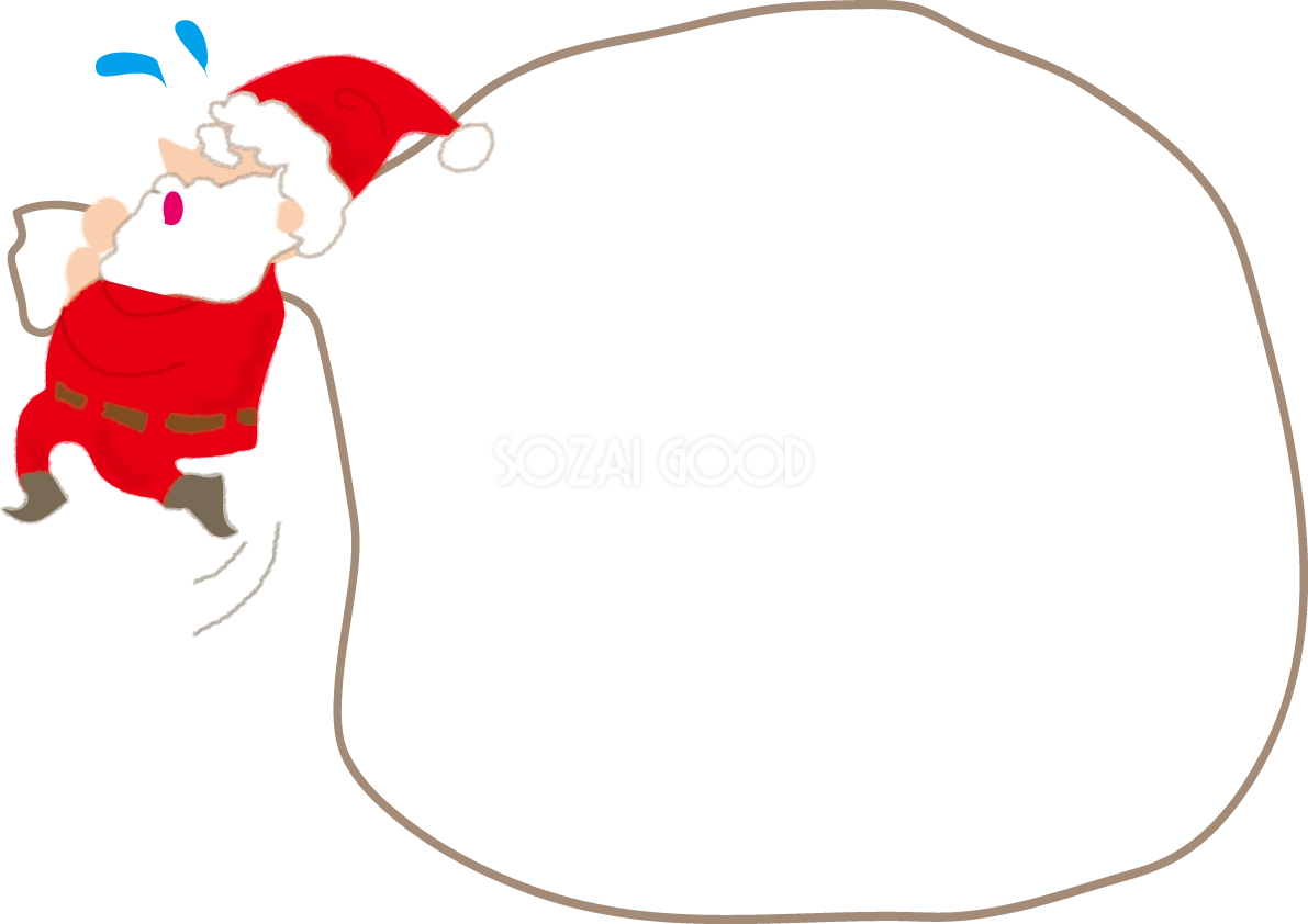 サンタさんよりでかい袋のクリスマスかわいいフレーム無料イラスト57754