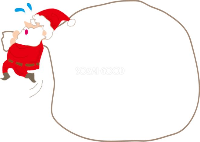 サンタさんよりでかい袋のクリスマスかわいいフレーム無料イラスト 素材good