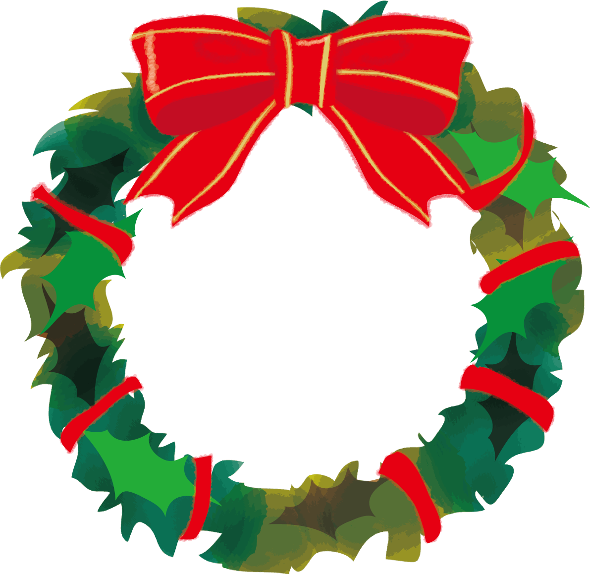シンプルなクリスマスリース無料イラスト57766に写真・文字を入れる