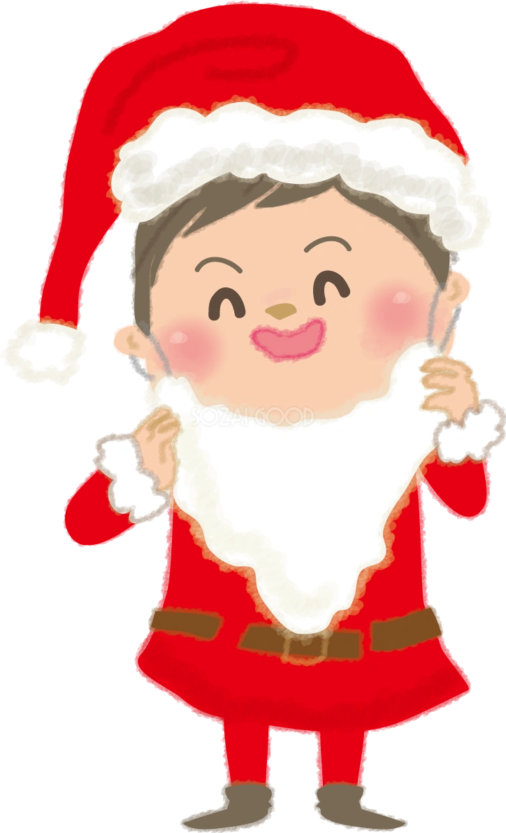 つけひげつける男の子クリスマスかわいいサンタ無料イラスト57790