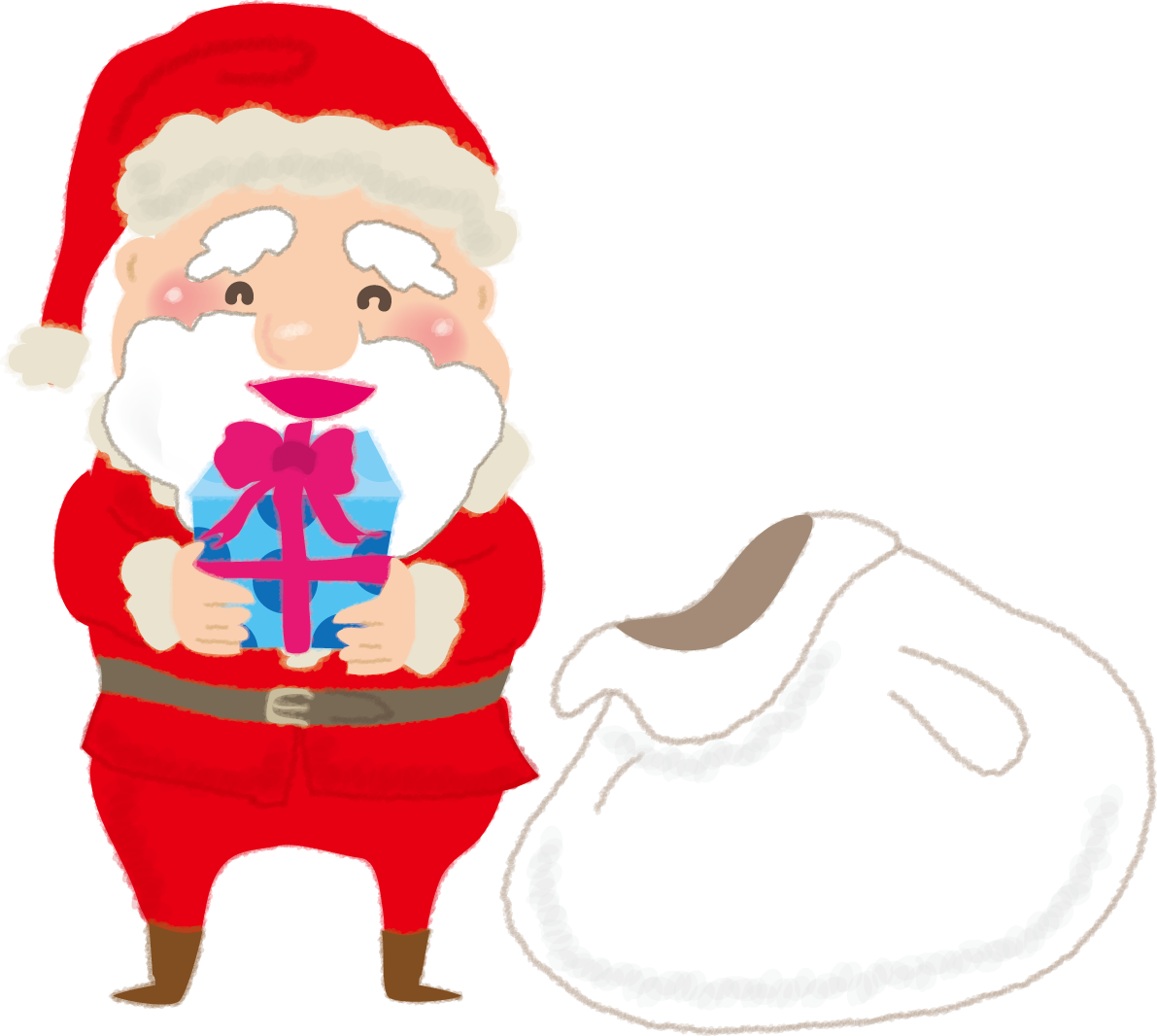 プレゼントをあげるクリスマスかわいいサンタ無料イラスト57808に写真・文字を入れる