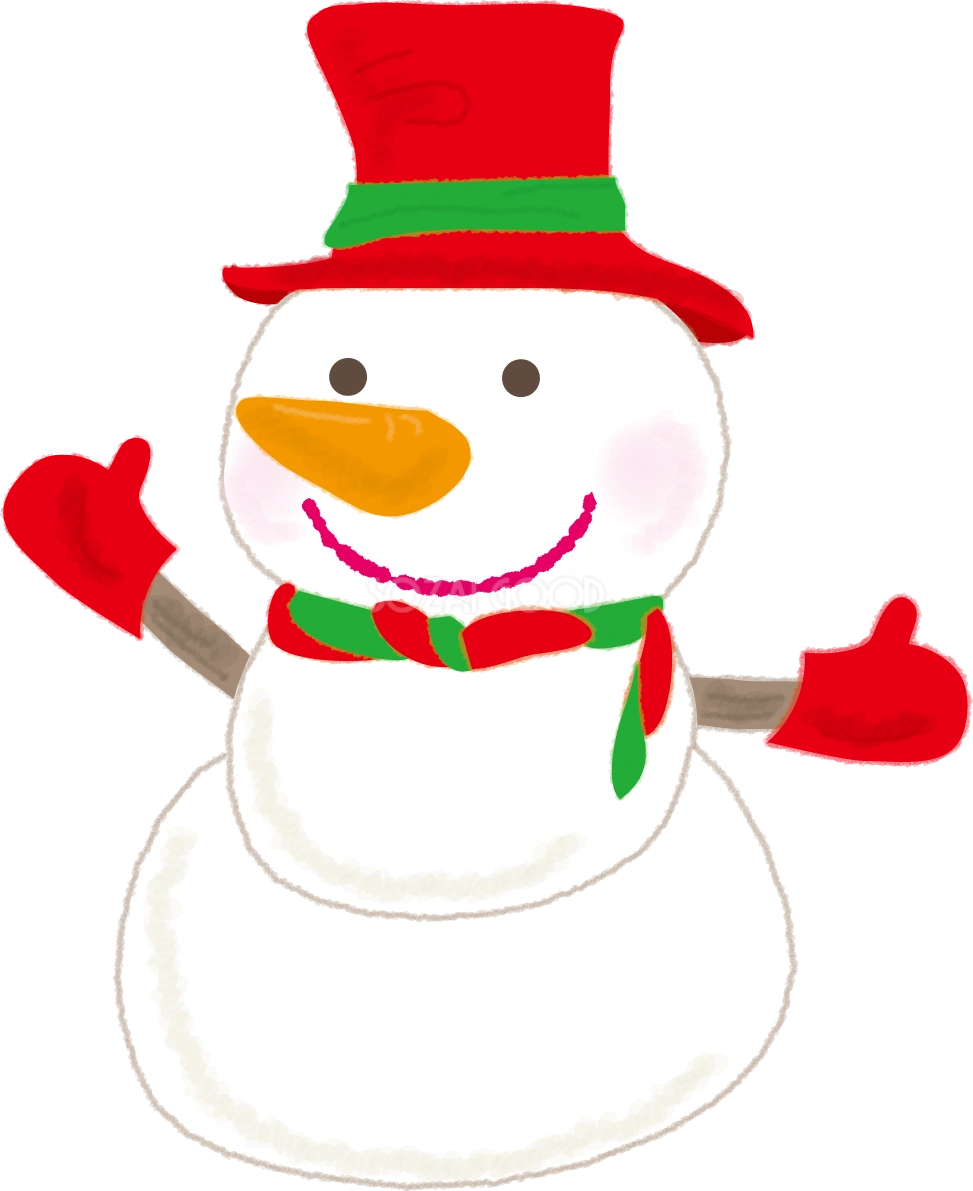 雪だるまクリスマス仕様の無料イラスト57837