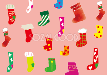 クリスマス(かわいい靴下)素材フリー背景無料イラスト58002