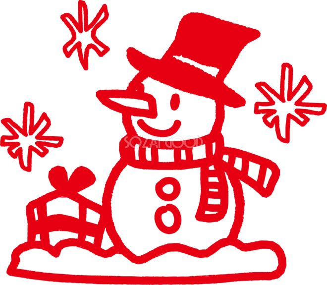 クリスマスのおしゃれスタンプ 雪だるま はんこ無料イラスト58144