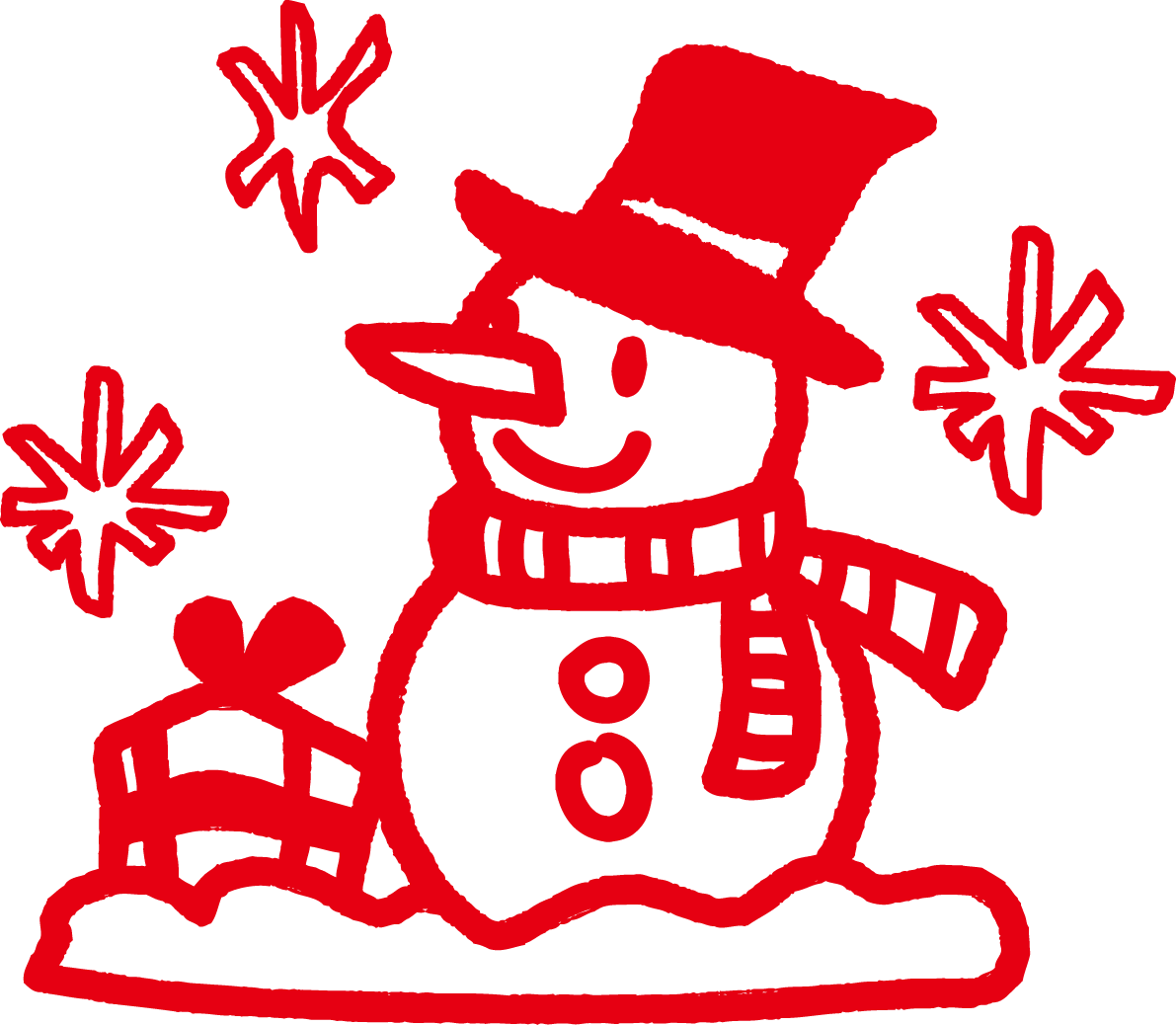 クリスマスのおしゃれスタンプ(雪だるま)はんこ無料イラスト58144に写真・文字を入れる