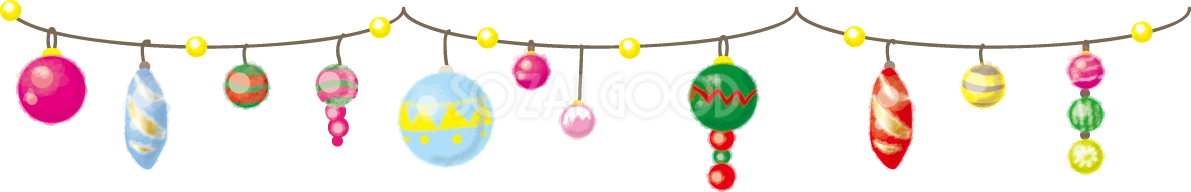 クリスマスのライン(ボールオーナメント)無料イラスト58169