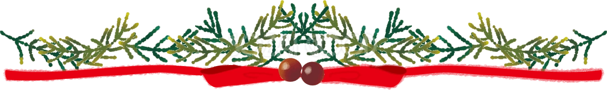 クリスマスのライン(もみの木とリボン)無料イラスト58174