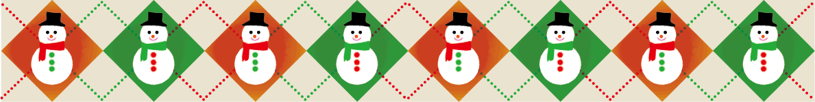 クリスマスのライン(雪だるまのアーガイル柄)無料イラスト58179に写真・文字を入れる