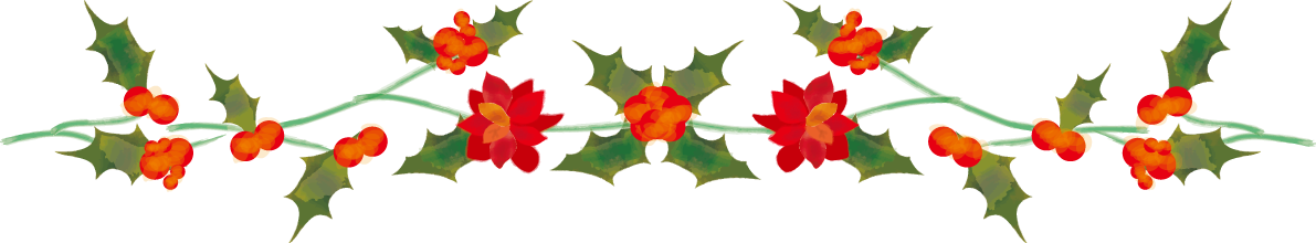クリスマスのライン(柊と赤い実)無料イラスト58183に写真・文字を入れる