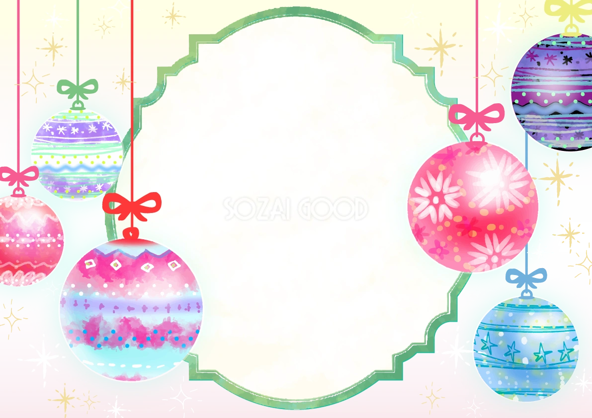 クリスマス グリーティングフレーム飾り枠の無料イラスト画像58263