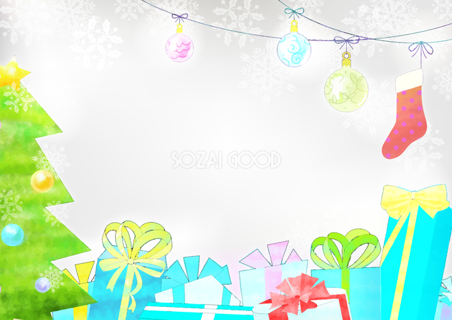クリスマス プレゼントフレーム飾り枠の無料イラスト画像576 素材good