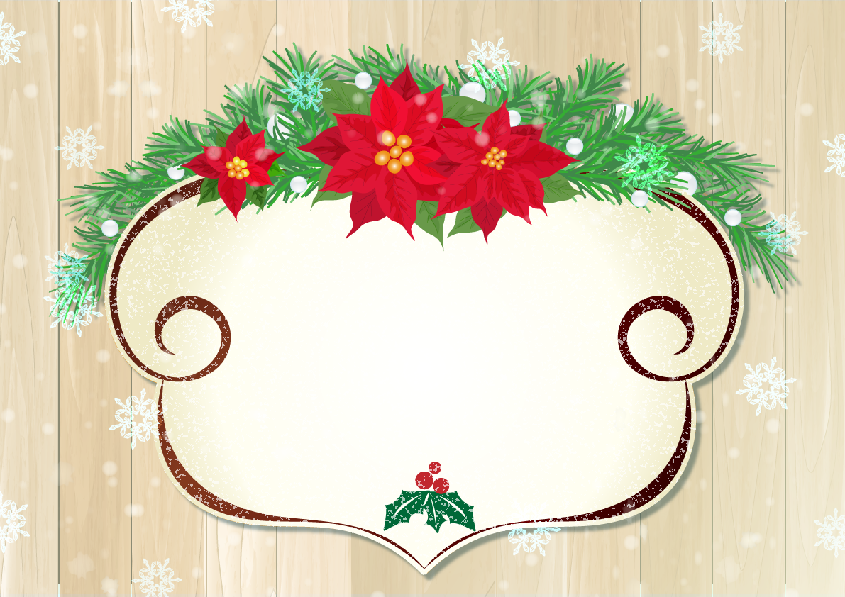 クリスマス 木目フレーム飾り枠の無料イラスト画像58304に写真・文字を入れる
