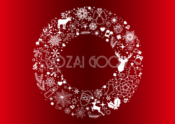 クリスマス 赤シンプル なリース(フレーム)飾り枠の無料イラスト画像58329
