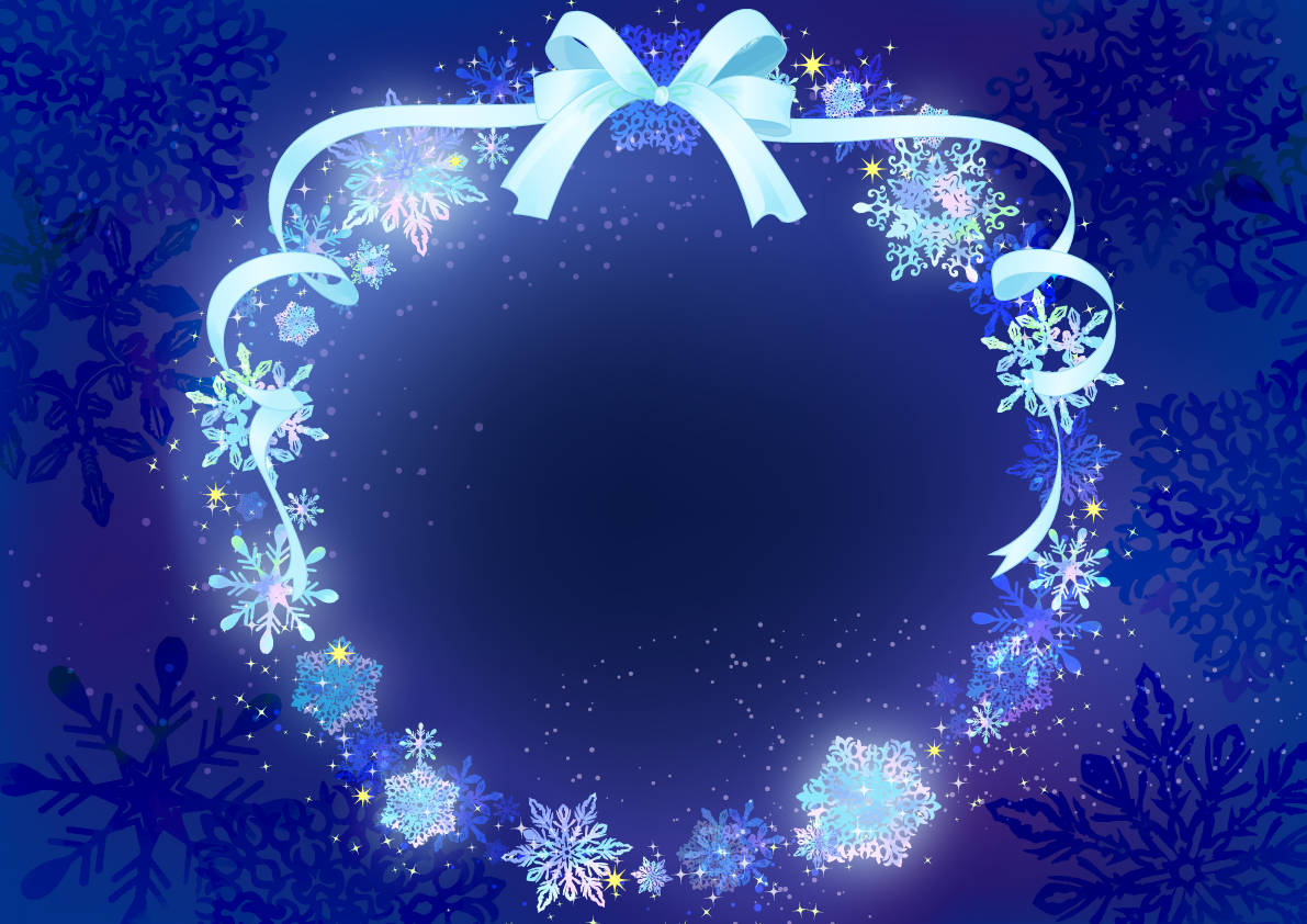 クリスマス雪のリース(フレーム)飾り枠の無料イラスト画像58337に写真・文字を入れる