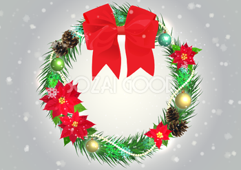 クリスマス柊のリース フレーム 飾り枠の無料イラスト画像545 素材good