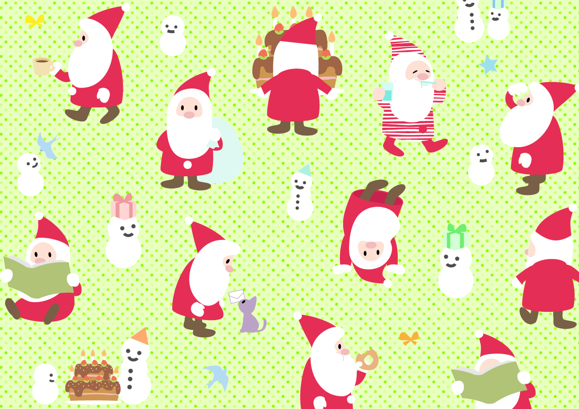 クリスマス サンタパターン背景無料イラスト画像58357に写真・文字を入れる