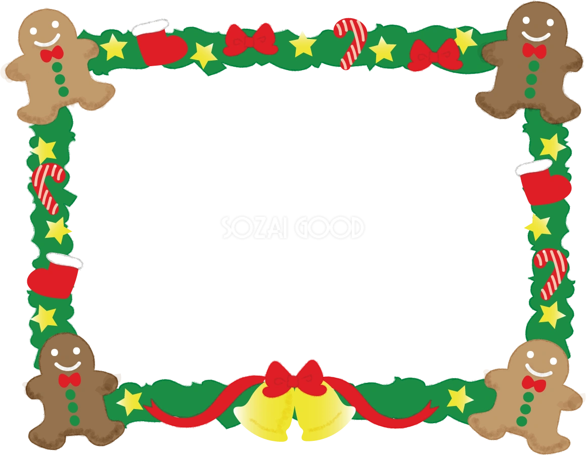 クリスマスオーナメントのフレーム飾り枠の無料イラスト58591