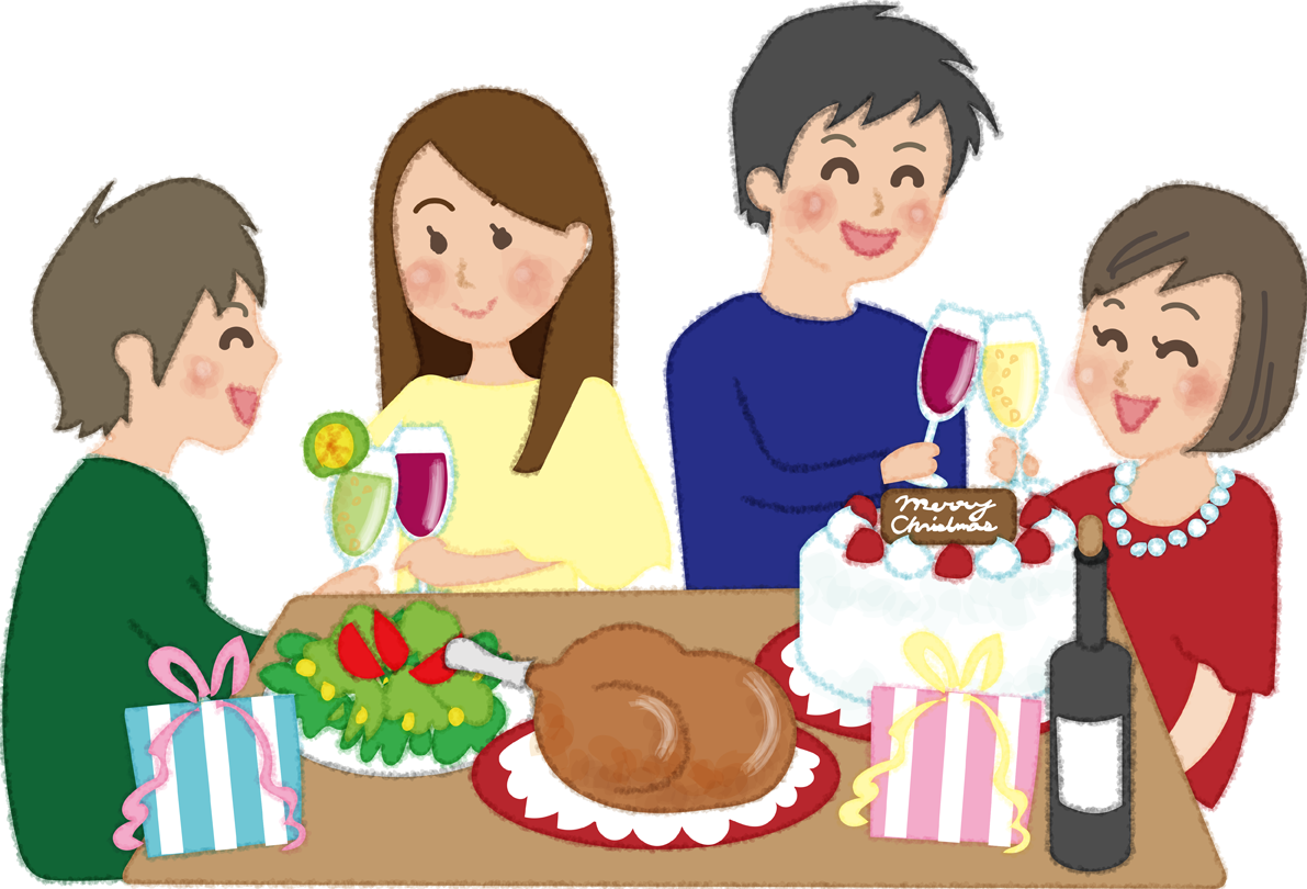 クリスマスパーティをする合コンの無料イラスト58641に写真・文字を入れる