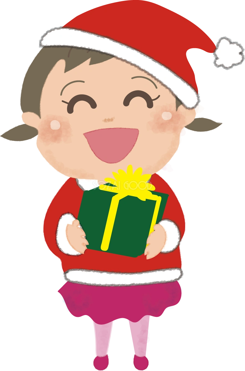 クリスマスプレゼントを笑顔で渡す女の子の無料イラスト58666