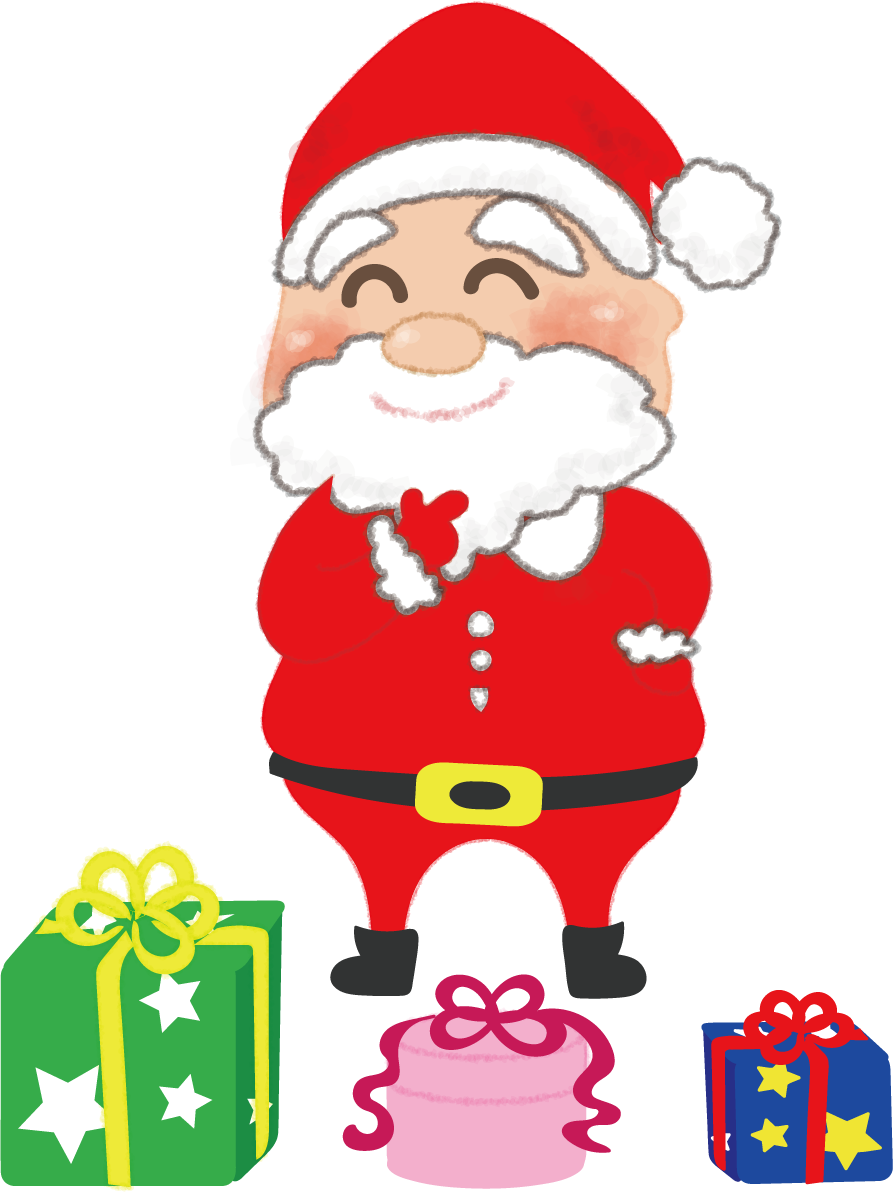クリスマスプレゼントを選ぶサンタの無料イラスト58682に写真・文字を入れる