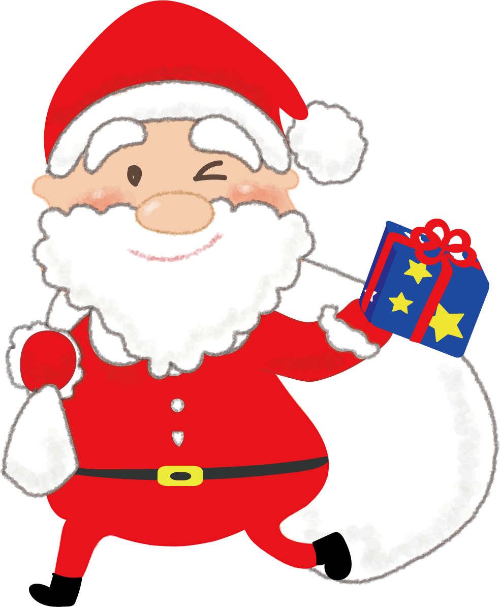 クリスマスプレゼントを配るサンタの無料イラスト58687に写真・文字を入れる