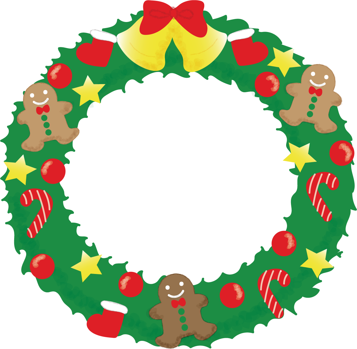 クリスマスリース（円）の無料イラスト58738に写真・文字を入れる