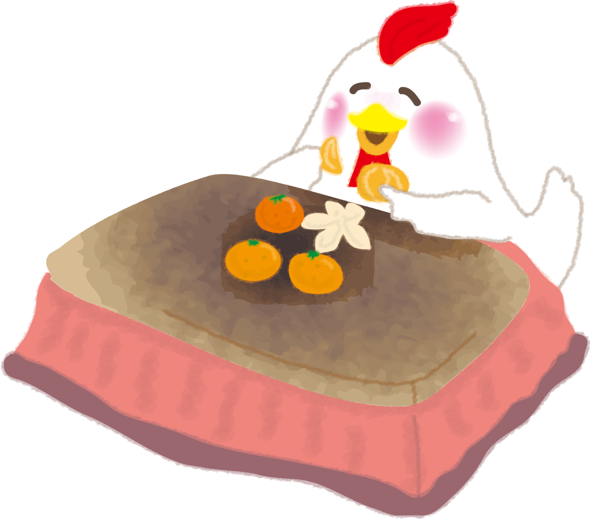 酉の無料イラスト かわいいみかんを食べる2017干支58948に写真・文字を入れる