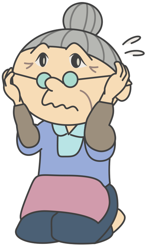 おばあちゃんが困る  無料イラストに写真・文字を入れる