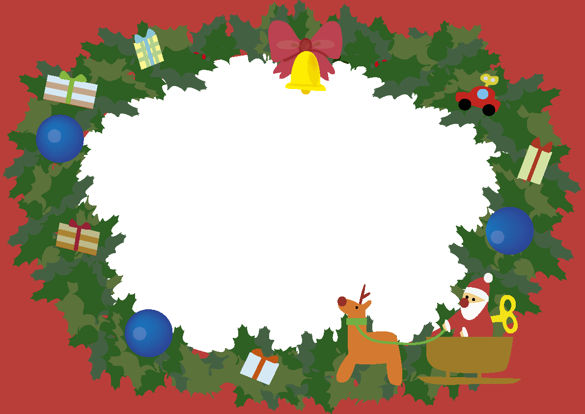 クリスマスリースのフレーム無料イラスト59048に写真・文字を入れる