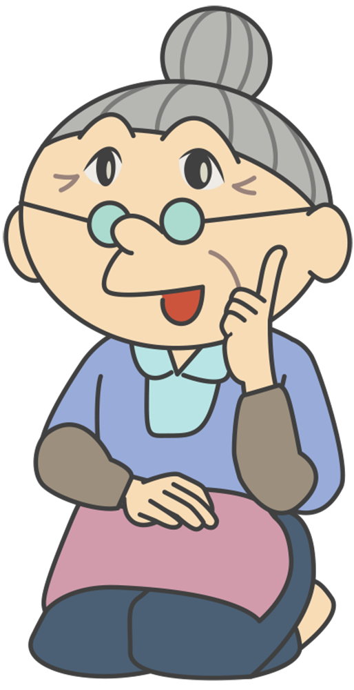 おばあちゃん人差し指を立てポイント  無料イラストに写真・文字を入れる