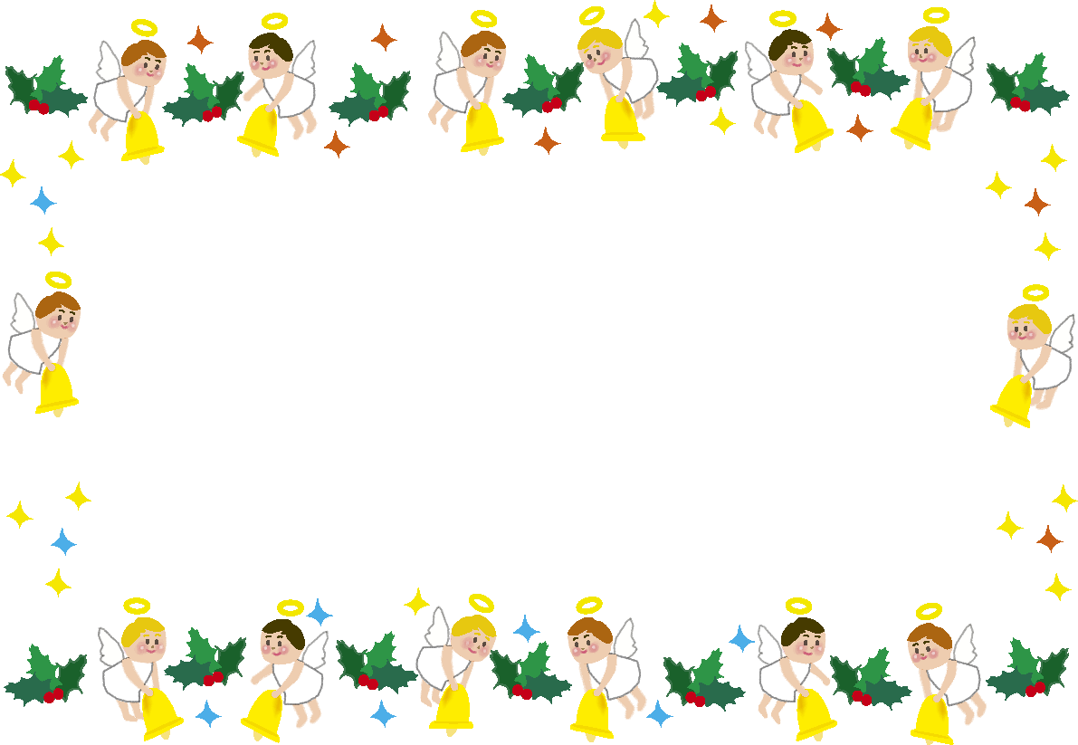 かわいいクリスマス(天使とヒイラギ)フレーム無料イラスト59171に写真・文字を入れる