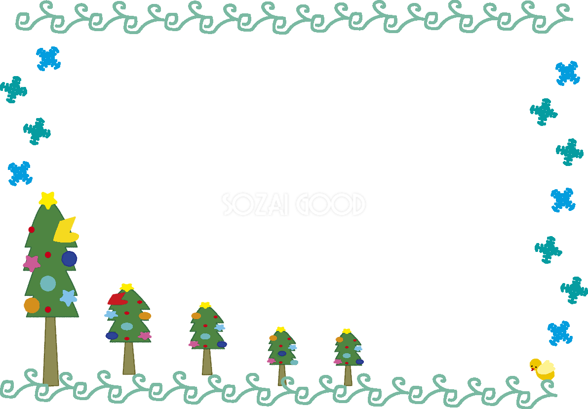 かわいいクリスマスツリーフレーム無料イラスト59175