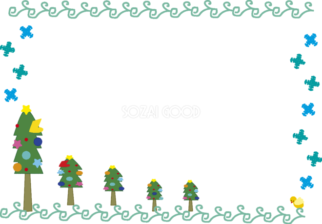 かわいいクリスマスツリーフレーム無料イラスト59175 素材good