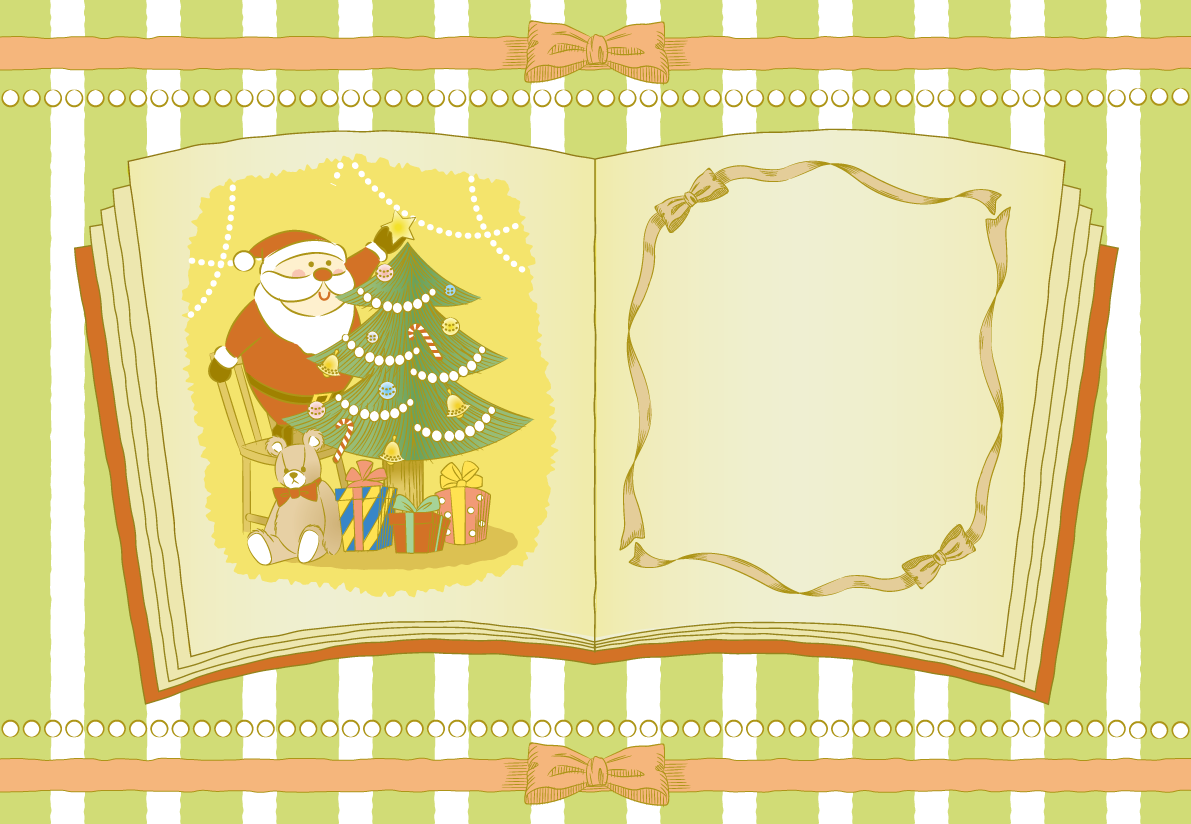 お洒落なクリスマス(絵本)フレームの無料イラスト59248に写真・文字を入れる
