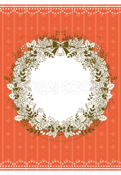 クリスマス(お洒落なリース)縦フレーム飾り枠の無料イラスト59259