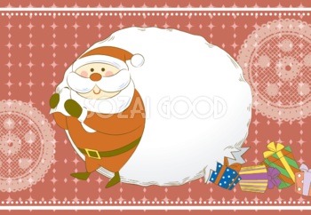 クリスマス(かわいいサンタプレゼント袋)フレームの無料イラスト59272