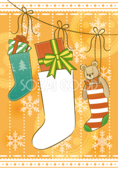 クリスマス(靴下)縦のフレームかわいい無料イラスト59288