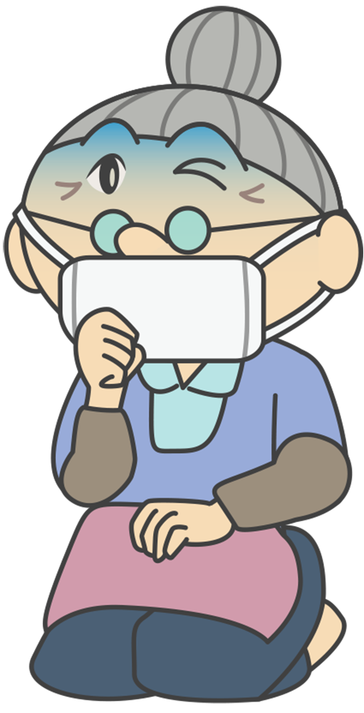 風邪をひくおばあちゃん  無料イラストに写真・文字を入れる