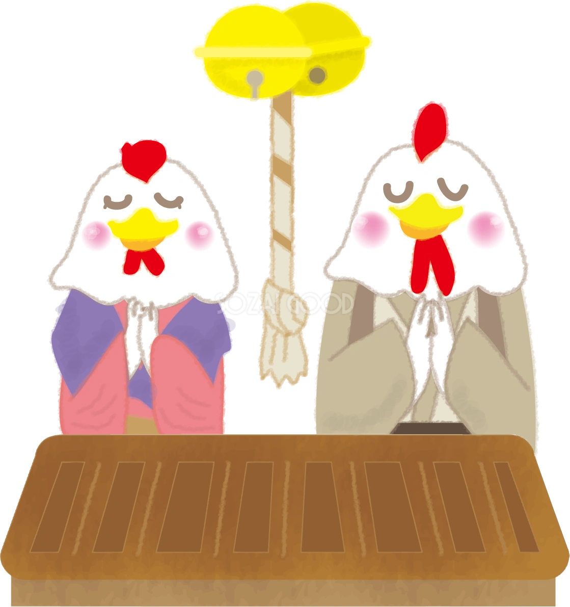 初詣の酉のカップル2017干支のかわいい無料イラスト59532