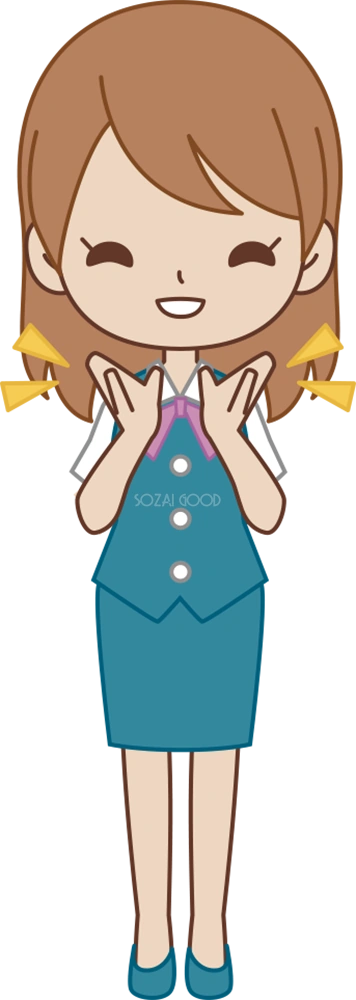 女性 OLが拍手する ビジネスマン 無料イラスト