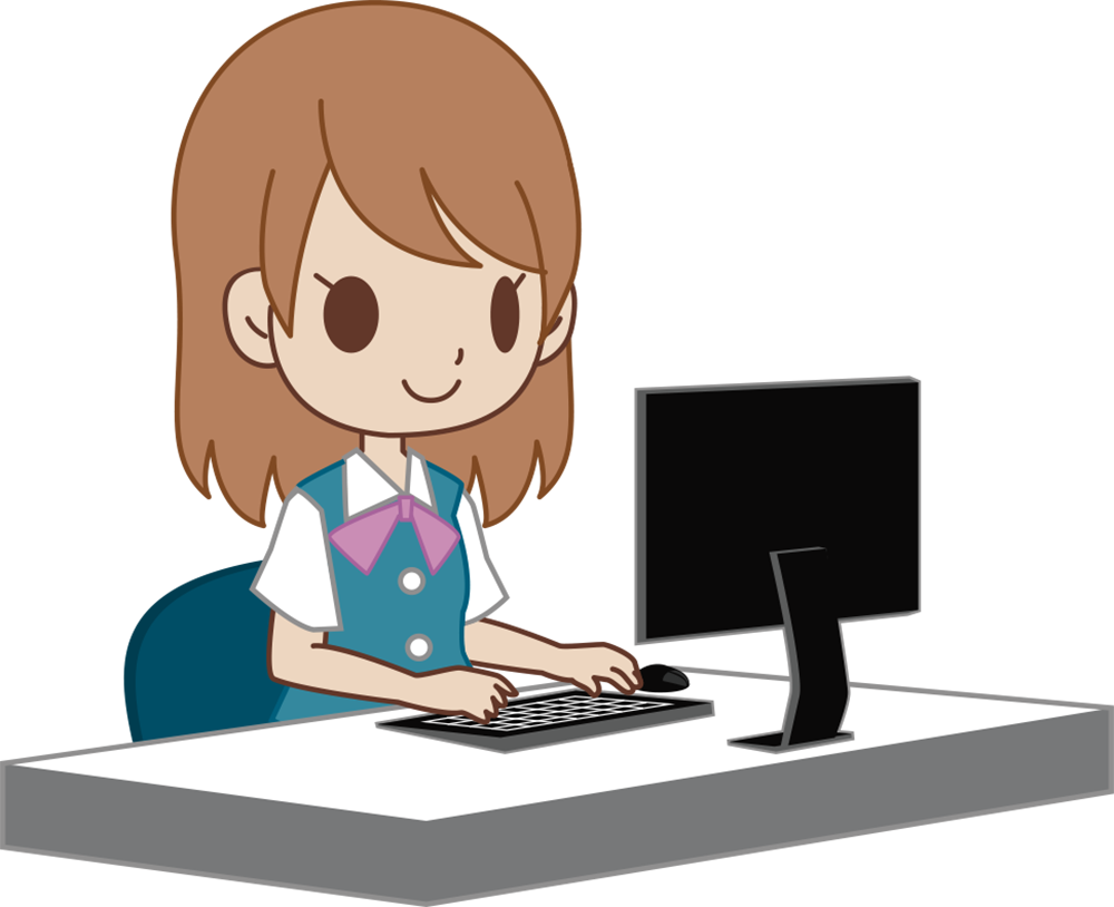 女性 OLがパソコン 仕事 ビジネスマン 無料イラストに写真・文字を入れる