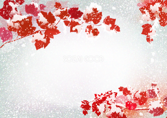 紅葉に雪フレーム冬イラスト飾り枠の無料画像 素材good