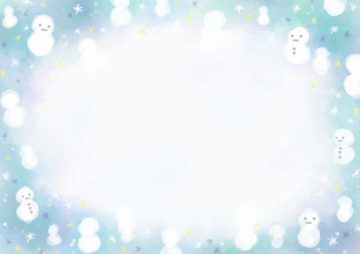 水彩風雪だるまフレーム冬イラスト飾り枠の無料画像59969に写真・文字を入れる
