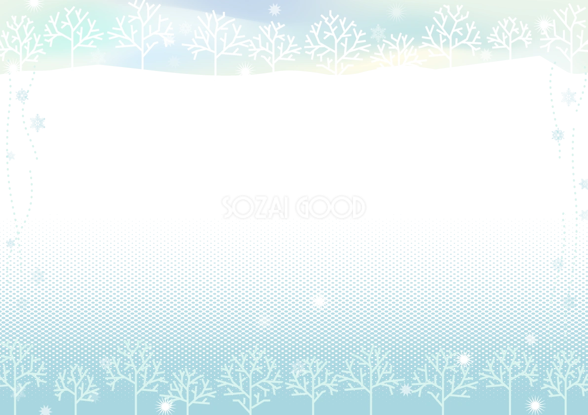 雪の木の背景フレーム冬イラスト飾り枠のシンプル無料画像59985