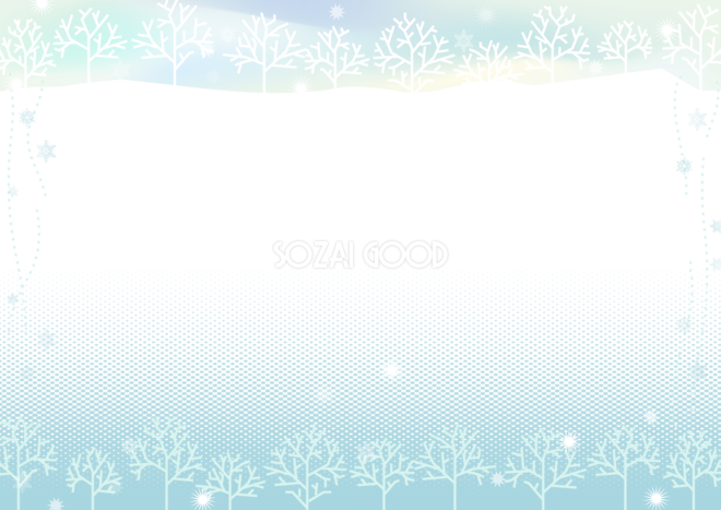 雪の木の背景フレーム冬イラスト飾り枠のシンプル無料画像 素材good