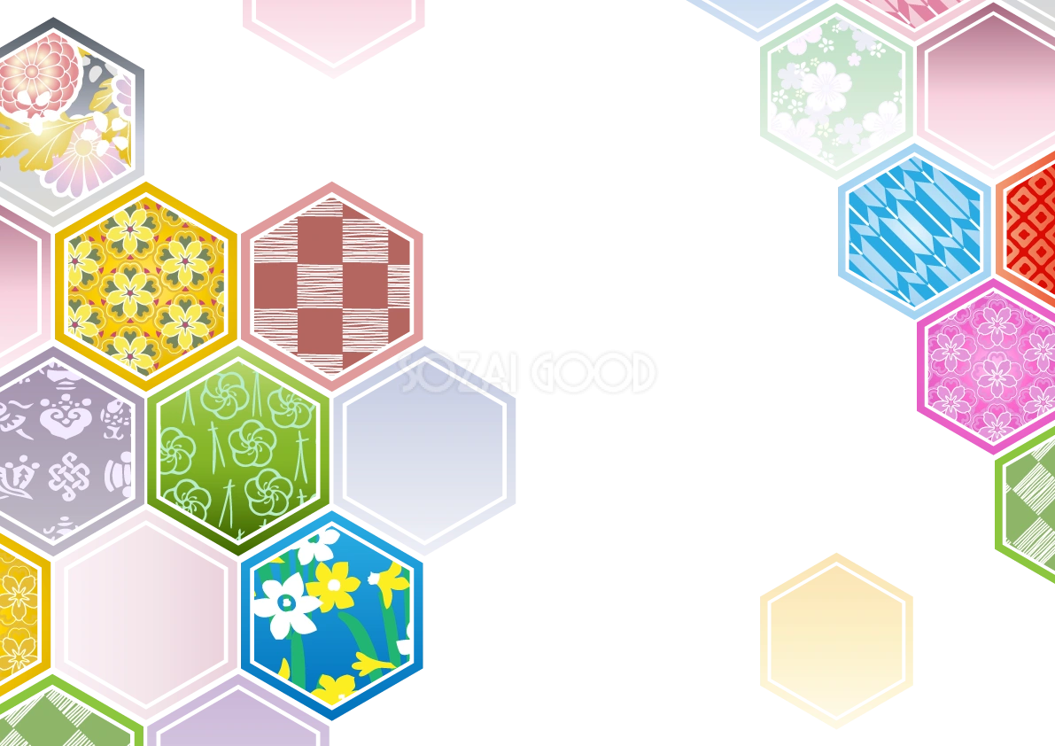 六角和風柄の背景冬イラスト無料画像60029