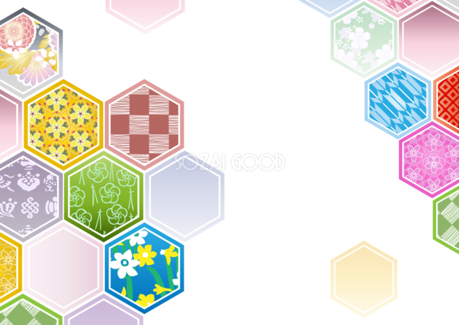 六角和風柄の背景冬イラスト無料画像 素材good